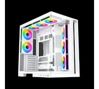 XIGMATEK Aqua 7 Boîtier tour intermédiaire E-ATX en verre trempé, 8 ventilateurs ARGB de 120 mm et boîtier de télécommande PWM, support vertical pour GPU inclus (blanc)