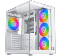 XIGMATEK Aqua Compact Air Boîtier PC de jeu, compatible ATX, Micro ATX, carte mère Mini ITX, 4 ventilateurs ARGB préinstallés (blanc)