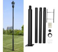 Xigner Mât pour Lampadaire Solaire Extérieur, Poteau d’Éclairage de Rue en Acier Galvanisé, Support Résistant aux Intempéries avec Cadre de Fondation pour Jardin, Terrasse, Parking, Allée (4m, Cour)
