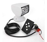 Xigner Phare de recherche pour bateau - 12 V - 100 W - Ampoule halogène - Télécommande - Projecteur de recherche portable avec rotation à 360 ° - Pour yacht, garde-côte, etc. (blanc)