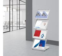 Xigner Présentoir à prospectus A3 - Pliable - 4 étages - Robuste et durable - Pour bureaux et foires, écoles (46 x 37 x 132 cm)