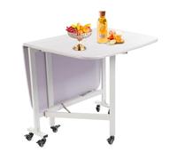 Xigner Table à manger pliante mobile avec étagère ouverte, 6 roues freinables, table de cuisine pour petits espaces, cuisine, salle à manger (blanche, 120 x 80 x 75 cm)