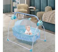 Xigner Transat électrique pour bébé - Balançoire pour bébé - 5 niveaux de lecture de musique réglables avec télécommandes et moustiquaire - Dimensions du lit : 90 x 52 x 30 cm - Stable et silencieuse