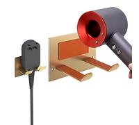 XIGOO Support adhésif pour sèche-cheveux - Support mural ou mural pour sèche-cheveux de salle de bain compatible avec les sèche-cheveux Dyson Supersonic (doré)