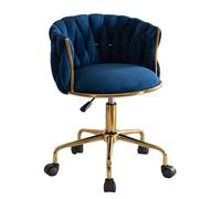 XIGOUZIQU Chaise Coiffeuse Pivotante Tabouret de MaquillageFauteuil Réglable en Hauteur, Pivotante avec Dossier et Socle Ergonomique for Chambre, Dressing(Blue)