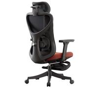 XIGOUZIQU Chaise Ergonomique,Chaise d'Ordinateur,Respirante avec Soutien Lombaire, Hauteur réglable, Roulette Pivotant à 360°,avec Repose-Pieds télescopique Coussin amélioré(Red)