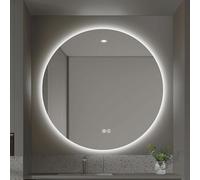 XIGOUZIQU Miroir LED Rond Miroir de Toilette Interrupteur Tactile avec Affichage Heure et Température avec Éclairage LED lumière réglable 3 Couleurs for Salle de Bain(60cm(23.62in))