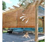 XIGOUZIQU Rideau en paille naturelle - Brise-vue - Stores enrouleurs en bambou tissés à la main - Stores romains décoratifs pour intérieur et extérieur - Protection solaire - Respirant - 135 x 160 cm