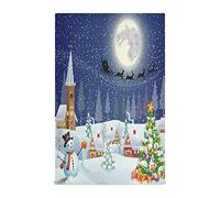 xigua Lot de 1 torchons de Cuisine en Forme de Bonhomme de Neige, Arbre, Maison d'hiver avec Paysage Père Noël, traîneau Volant, absorbants, Doux, réutilisables, séchage Rapide, 45,7 cm