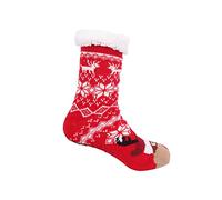 Xigule chaussettes chaussons, chaussettes d'hiver chaudes, chaussettes antidérapantes pour femmes, rouge, motif d'éléments de Noël, taille unique, 38