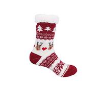 Xigule chaussettes chaussons, chaussettes d'hiver chaudes, chaussettes antidérapantes pour femmes,rouge, motif d'éléments de Noël, taille unique, Rouge et Blanc, 38
