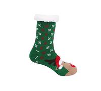 Xigule chaussettes chaussons, chaussettes d'hiver chaudes, chaussettes antidérapantes pour femmes, vert, motif d'éléments de Noël, taille unique, 38 EU