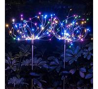 XIHAMA Lampes solaires de jardin 2 Pack 200 LED Fireworks Garden Lights Solar Lamp with 8 Lighting Modes Waterproof Outdoor Lamp for Lawn Backyard Flower Boxes Pathway