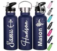 Xihedfd Gourde Personnalisée Avec Paille 350ml 750ml Nom Gravé Logo Bouteille Isotherme Bouteille d'eau Personnalisée En Acier Inoxydable Cadeau pour l'École Le Sport Le Bureau l'Extérieur