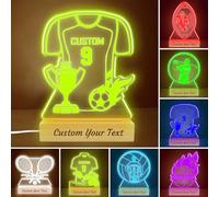 Xihedfd Personalised Football Night Light Custom Name Number Soccer Lamp 7 Colors Changing Dimmable Bedroom Decor Christmas Birthday Gifts