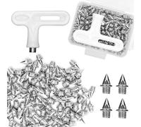 XIHIRCD 100pcs 6,4mm Pointes de d'Athlétisme, Pointes de Sprint en Acier au Carbone avec Clé à Pointe Remplacement Pointes Chaussures Course Pyramidales Accessoires Sport pour Cross-Country (Argent)