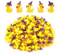 XIHIRCD 100pcs Mini Canards d'halloween, Canards Miniatures Violet, Petit Chapeau de Sorcière, Résine, pour l'Artisanat, l'École, la Décoration d'halloween