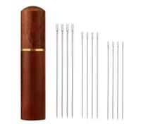 XIHIRCD 12pcs Sewing Needles, 3 Tailles d'Aiguilles à Suspendre sur le Dessus Kit d'Aiguilles à Coudre à la Main avec Boîte à Aiguilles en Bois de Santal pour Projets de Broderie de Couture (Argent)