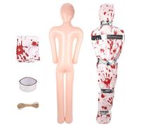 XIHIRCD 152cm Cadavre Suspendu, Décoration Halloween Cadavre avec Sac Mortuaire Grandeur Nature Gonflable Faux Cadavre Halloween Effrayant pour Décoration de Maison Hantée et Effrayante