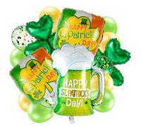 XIHIRCD 17pcs Ballons de la Saint Patrick, Ballons Aluminium de Trèfle pour Décor de Fête Irlandaise de Mariage d'Anniversaire