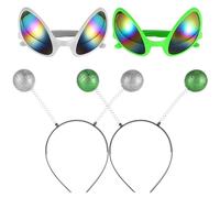 XIHIRCD 2 Paires de Alien Costume Accessories Set, Bandeau d'Antenne Extraterrestre et Lunettes Extraterrestres pour Adultes et Enfants Décorations de Fête d'Halloween de Pâques