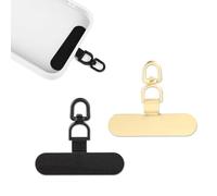 XIHIRCD 2pcs Languette d'Attache de Téléphone, Universels Téléphone Cordon Patch Rotatifs à 360° Métal Coussinet de Fixation pour Cordon de Téléphone pour Étuis de Téléphone Portable (Noir, Or)