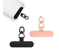 XIHIRCD 2pcs Languette d'Attache de Téléphone, Universels Téléphone Cordon Patch Rotatifs à 360° Métal Coussinet de Fixation pour Cordon de Téléphone pour Étuis de Téléphone Portable (Or Rose, Noir)