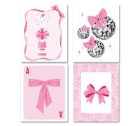 XIHIRCD 4pcs Affiche Noeud Rose, Décoration Murale Nouds Affiches Chambre Coquette Décoration Chambre Preppy Esthétique Filles Adolescentes Décorations Maison Chambre Coucher Dortoir(Style 2)