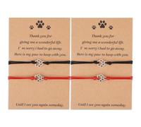 XIHIRCD 4pcs Bracelet Commémoratif Chat Chien Cadeau, Bracelet Commémoratif pour Perte d'animal Cadeaux Souvenir Compassion Bracelets d'Amitié Empreinte pour Amoureux de Chat & Chien (Rouge, Noir)