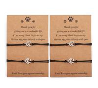XIHIRCD 4pcs Bracelet Commémoratif Chat Chien Cadeau, Bracelet Commémoratif pour Perte d'animal Cadeaux Souvenir Compassion Bracelets d'Amitié Empreinte pour Amoureux de Chat & Chien (Noir)