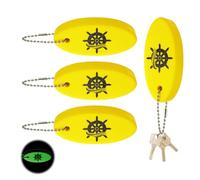 XIHIRCD 4pcs Porte-Clés Flottants, Phosphorescents Bateau Porte-Clés Flottantes Ovale en Mousse Flotteur ateau pour Bateau Pêche Surf Voile Plein Air Sports Nautiques Accessoires (Jaune)