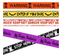 XIHIRCD 5 Pièces Ruban d'Avertissement d'Halloween, Évitez le Danger Ruban d'Effroi Entrez si Vous l'Osez Ruban d'Horreur Ruban d'Avertissement Zombie pour Maison Hantée Fête Extérieur Décorations