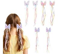 XIHIRCD 6pcs Paillettes Papillon Gland Cheveux Nœud Clips pour Filles | Colorés Paillettes Papillon Épingles Cheveux, Anti-Dérapant Barrettes Fée Arc-en-Ciel Accessoires Cheveux pour Petites Filles