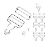 XIHIRCD 8 Ensembles Boucles Bretelles en Métal, 38mm Attache Salopette avec Boucle Coulissante et Bouton Réglables Boucles pour Salopette pour Salopettes Bretelles Jeans Vestes (Argent)