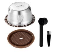 XIHIRCD Capsule de Café Réutilisable Ensemble pour Nespresso Vertuo, Acier Inoxydable 150ml Capsule Café Accessoires avec Couvercle Cuillère & Brosse Compatible avec Delonghi ENV135 & ENV150