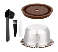 XIHIRCD Capsules Réutilisables pour Nespresso Vertuo Machine, Kit Café Acier Inoxydable Comprenant Tasse 150ml Couvercle en Silicone Cuillère Goupillon et Pince Épiler Accessoires Café pour Nespresso
