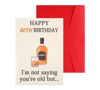 XIHIRCD Carte d'Anniversaire 60 ans, Carte de Joyeux 60e Anniversaire au Whisky Drôle avec Enveloppe Carte Cadeau d'Anniversaire en Papier Décorations de 60e Anniversaire pour Hommes et Femmes