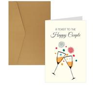 XIHIRCD Carte de Mariage, A Toast to the Happy Couple Carte de Fiançailles Carte de Félicitations de Mariage Carte de Fête Prénuptiale Carte-Cadeau de Mariage pour Couple