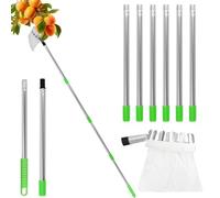 XIHIRCD Cueille Fruit Télescopique, Cueille Fruit Outil de Cueillette de Fruits Réglable avec Panier Télescopique en Acier Inoxydable pour Pomme Abricot Mangue Citron Vert Nectarines