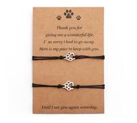 XIHIRCD Lot de 2 Bracelets Commémoratifs pour Chat et Chien, Cadeaux Commémoratifs pour Animaux de Compagnie Cadeau de Sympathie Bracelets d'Amitié avec Empreintes de Pattes