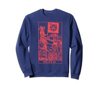 XII The Death Tarot Occult Lucifer Goth Blackcraft Satanic Sweatshirt, Unisexe pour Adultes, Bleu Marine, L