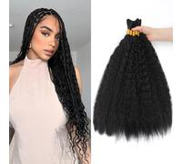 XIIMENALU Kinky Straight Wavy Braiding Hair for Boho Braids Wet and Wavy Bulk Hair for Braiding No Weft Yaki Straight Bulk Hair for Micro Braiding Rebundle Braids (1B#, 4inch(3pack(6pcs)))