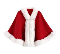 XiinxiGo Femme Mariage Secret et Châle en Fausse Fourrure sans manches Chaud Doux et Elégant pour Hiver,Rouge