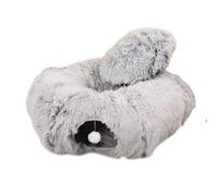 XiinxiGo Lit Tunnel de Chat - Panier Moelleux avec Coussin - Tunel de Cat - Cabane, Niche - Tunnelle modulable - Rond -Convient pour Chat, Petit Chien, Lapin, Furet,Gris,85 * 26 CM
