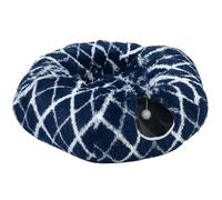 XiinxiGo Lit Tunnel de Chat - Panier Moelleux avec Coussin - Tunel de Cat - Cabane, Niche - Tunnelle modulable - Rond -Convient pour Chat, Petit Chien, Lapin, Furet,Marine,85 * 26 CM