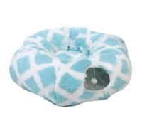 XiinxiGo Lit Tunnel de Chat - Panier Moelleux avec Coussin - Tunel de Cat - Cabane, Niche - Tunnelle modulable - Rond -Convient pour Chat, Petit Chien, Lapin, Furet,BleuBlanc,85 * 26 CM