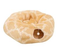 XiinxiGo Lit Tunnel de Chat - Panier Moelleux avec Coussin - Tunel de Cat - Cabane, Niche - Tunnelle modulable - Rond -Convient pour Chat, Petit Chien, Lapin, Furet,YelllowBlanc,85 * 26 CM