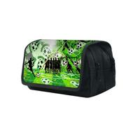 Xiiszse Trousse Personnalisable Thème Football Double Rabat Énergique | 2 Compartiments, Motifs Match Ballon, Style Passionné, Idéal Cours Loisirs, Jeune Adulte Mixte, Personnalisation Unique