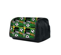 Xiiszse Trousse Personnalisable Thème Football Double Rabat Énergique | 2 Compartiments, Motifs Match Ballon, Style Passionné, Idéal Cours Loisirs, Jeune Adulte Mixte, Personnalisation Unique