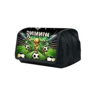 Xiiszse Trousse Personnalisable Thème Football Double Rabat Énergique | 2 Compartiments, Motifs Match Ballon, Style Passionné, Idéal Cours Loisirs, Jeune Adulte Mixte, Personnalisation Unique